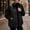 Black, variant on Women's Stand Collar Quilted Puffer Jacket Cable Knit Raglan Sleeve Zip‑Up Coat With Drawstring Hem Side Pockets Black XL