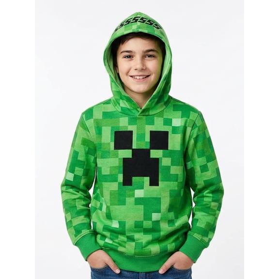 Minecraft, Boys' & Big Boys' Graphic Creeper Cosplay Hoodie, Sizes 4-18