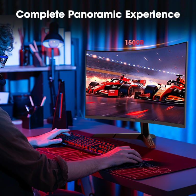 KOORUI 27 inch 2K Curved Gaming Monitor, 180Hz QHD, 1ms Adaptive