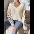thumbnail image 4 of Suéteres de Punto de Larga con Estampado Floral Bohemio Clásico para Mujer, Estilo Informal, para Otoño e Invierno 2025. Albaricoque XL, 4 of 8