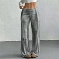 thumbnail image 5 of PBFRDSJ Women's Black Striped Wide Leg Pants Textured Elastic Waist Casual Lounge Trousers Lightweight Comfy Stretchy Loose Pants, 5 of 6