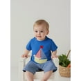 thumbnail image 4 of Rovasas Boy Outfit Sailboat Embroidery Short Sleeve T-Shirt + Plaid Shorts, 4 of 9