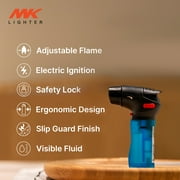 MK Refillable Mini Butane Torch Lighter with Adjustable Flame, Safety Lock, 1 Pack, Assorted Colors