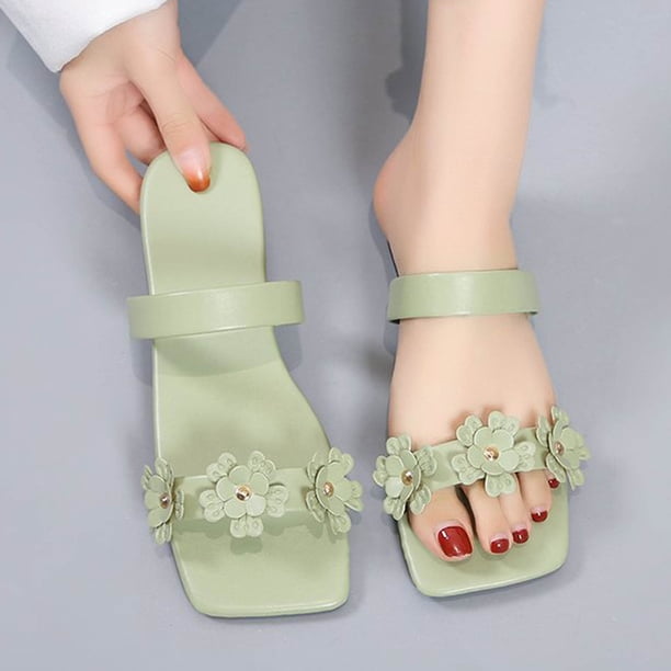 Zapatillas con punta abierta para mujer, sandalias cómodas, informales, cómodas, para la playa Wmkox8yii ytu5568