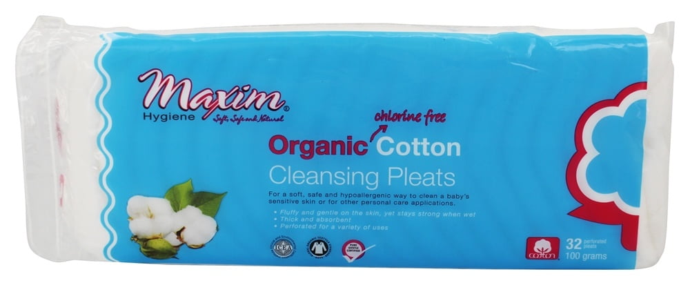 Maxim Hygiene - Organic Chlorine Free Cotton Cleansing Pleats - 32 Count