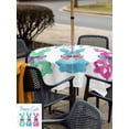 thumbnail image 5 of Square Outdoor Tablecloth With Umbrella Hole And Zipper– Happy Easter Bunny Waterproof Patio Table Cover for Party, Picnic, Backyard, 60"x60" , Watercolor Bow Rabbits Tails, 5 of 8