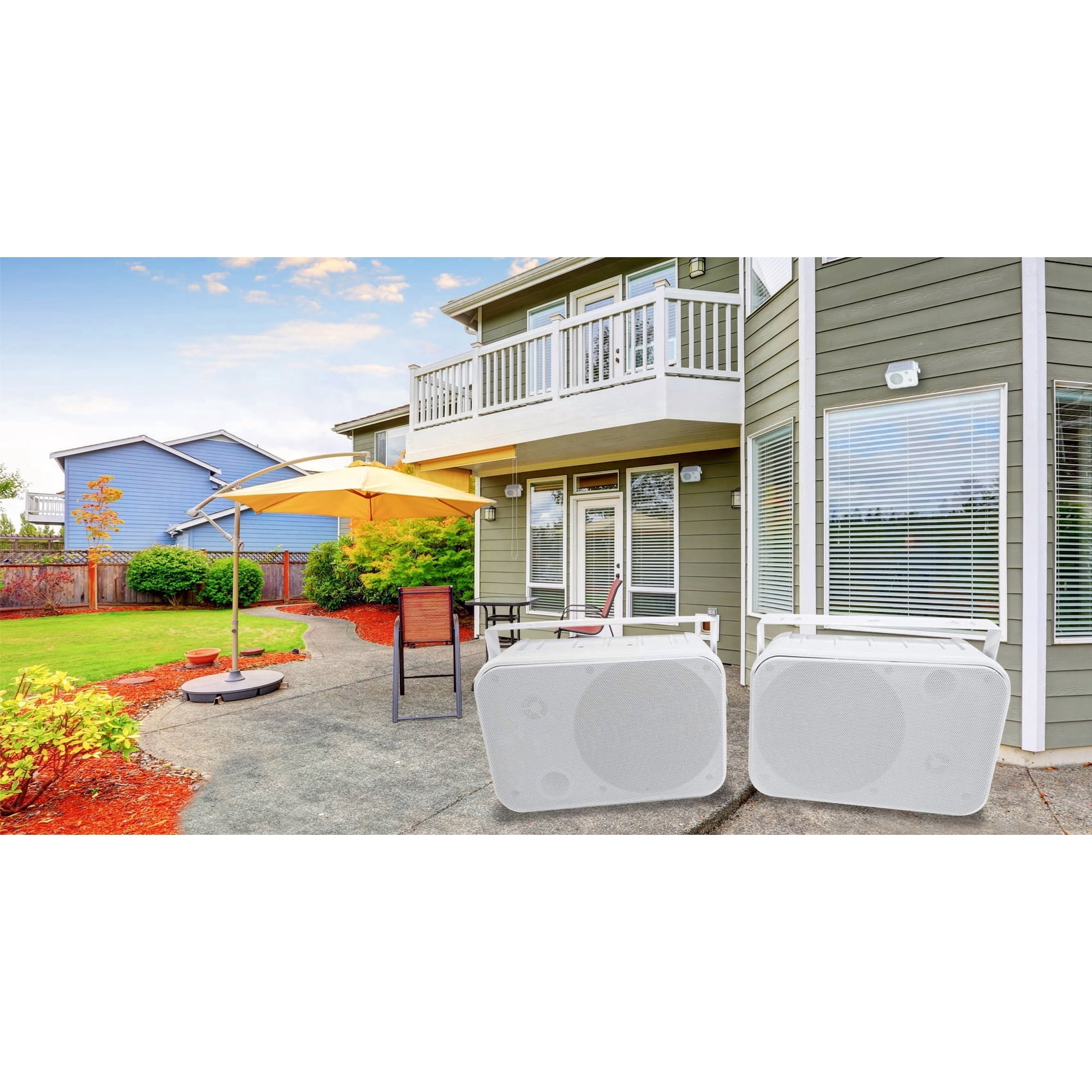 Rockville HP65S-8 6.5 in White Indoor Outdoor Home Theater Speakers, Swivel Mounts, IPX44, 8 Ohm, Paintable Grille, 500W Peak Pair