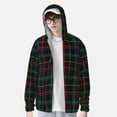 thumbnail image 3 of Pofeuu Buffalo Plaid Dark Green Print Sun Protection Outdoor Lightweight Full Zip UV Cooling Hoodie Long Sleeve Summer Clothing for Outdoor Hiking-Small, 3 of 5