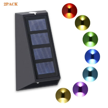 

Solar Wall Lights Outdoor Irradiate Up and Down Waterproof Dark Sensor Auto On/Off Solar Powered Wall Mounted Night Lights for Patio Pathway Yard(Multi-color)