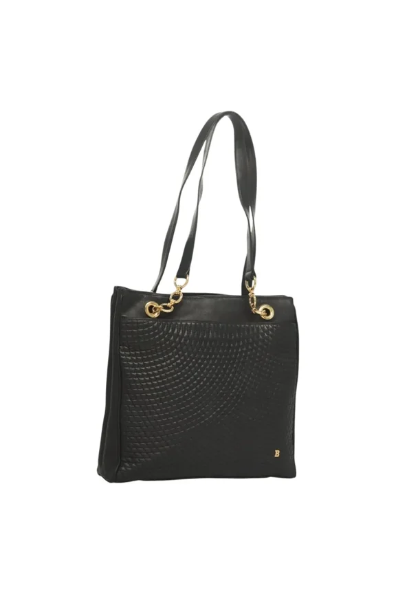 Pre-Owned Bally Vintage Quilted Leather Black Leather Tote Bag Bag