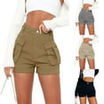 thumbnail image 4 of Women's High Waist Stretch Cargo Shorts - Summer Casual Workwear Utility Shorts with Pockets, 4 of 6