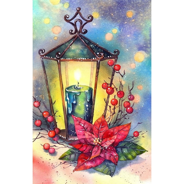 Pintura de diamante (DB5102) Flor de linterna 5D DIY Mosaico cuadrado Rhinestone 45x60cm Hugtrwg Para estrenar
