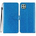 thumbnail image 6 of For Samsung A22 5G Wallet Case Bling Shiny Premium PU Leather with RFID Blocking Card Slots Holder Magnetic Flip Kickstand Shockproof Wrist Strap Cover For Samsung Galaxy A22 5G, Blue, 6 of 7