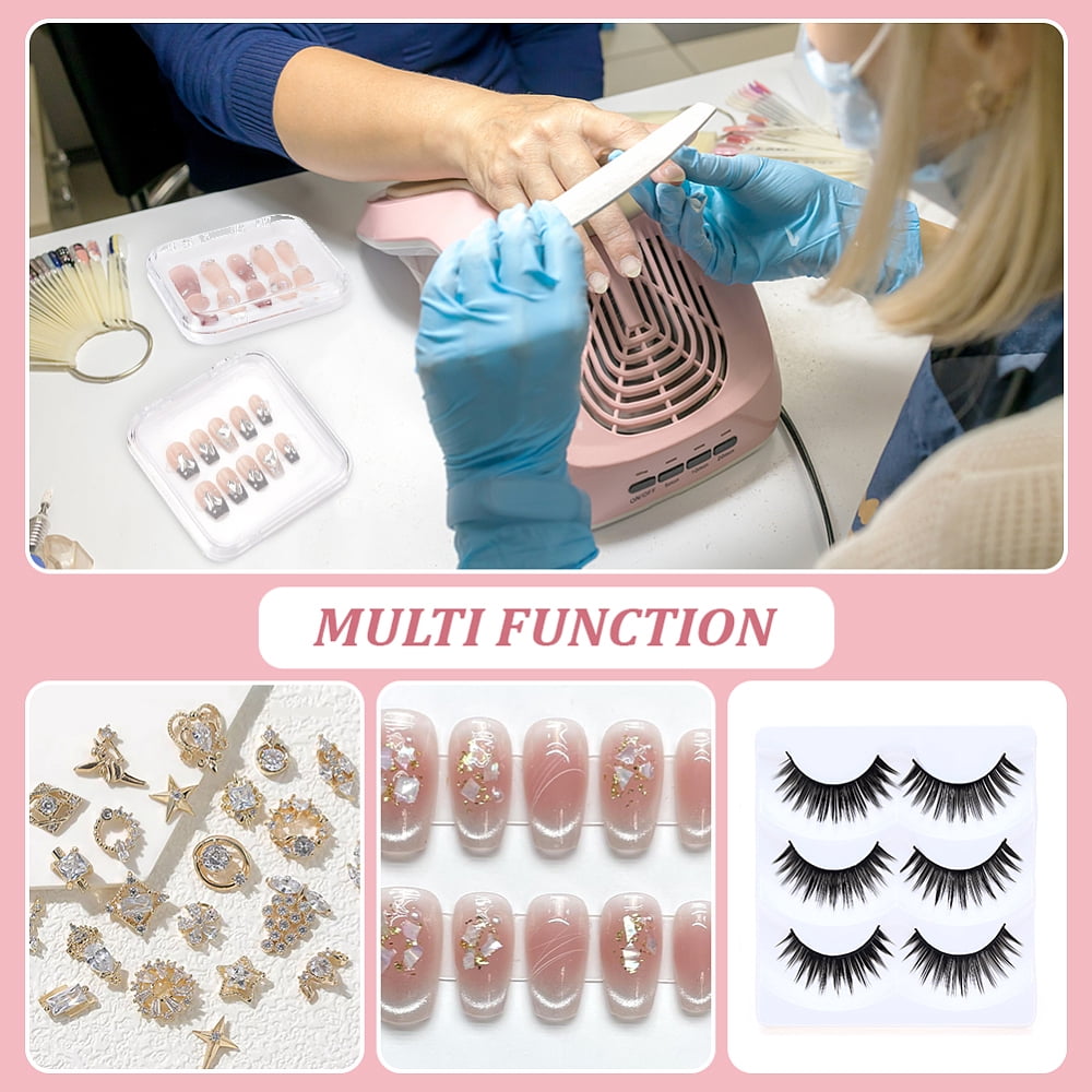 20Pcs Transparent Plastic Nail Art Tool Storage Box with 2 Sheets Double Side Adhesive Glue Sticky Tape For False Nail Tips White