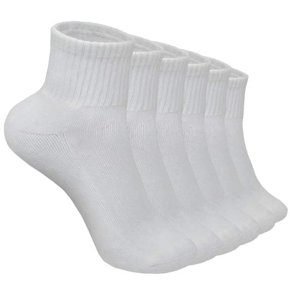TELOLY 6 Pairs Women Cotton Solid White Athletic Cushioned Ankle Quarter Socks White Ankle Socks Women Size 9-11