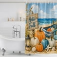 thumbnail image 5 of 60x72 Inch Shower Curtains for Bathroom, Fall Coastal Pumpkins Fabric Bath Curtain Decor, Thanksgiving Nautical Beach Waves Waterproof Restroom Curtains Shower Set Accessories with 12 Hooks 60 Inch, 5 of 6