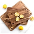 thumbnail image 3 of JDNRXO4-Pieces Wood Cutting Board, Bamboo Chopping Board for Kitchen with Holder, Cutting Boards Set with Juice Groove and Handles, Charcuterie Board for Chopping Meat, Vegetables and Fruits, 3 of 7