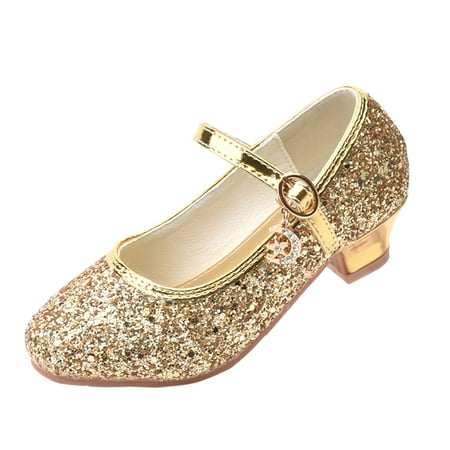 

MXIEZI Kids Girls Dress Shoes Toddler Low Heels Sparkle Party Wedding Shoes Mary Jane Glitter Shoes