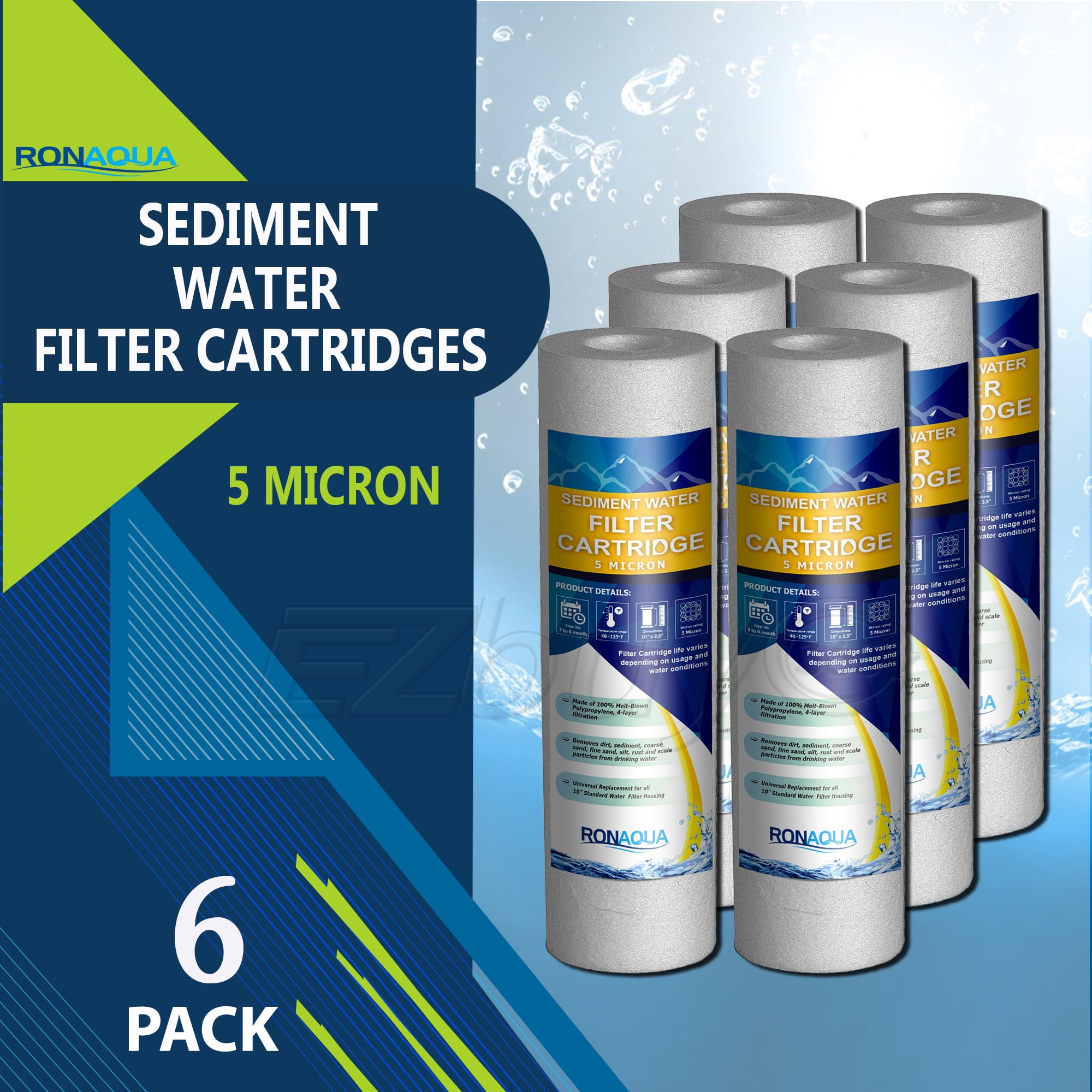 2.5" x 10" 5 Micron Sediment High Quality Water Filters RO Qty 100 