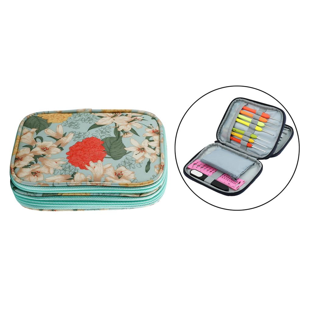 Yunhgft Knitting Crochet Hook Needles Case Empty Zipper Bag Organizer Green