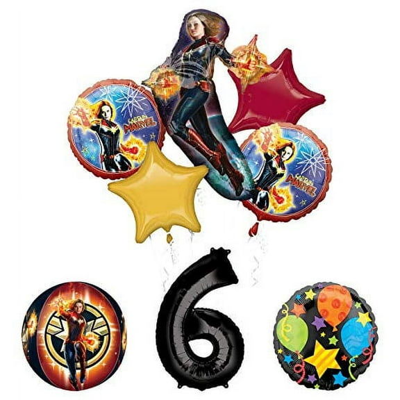Captain Marvel 6th Birthday Party Supplies Jubilee Balloon Bouquet Decorations