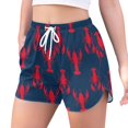 thumbnail image 2 of FORMRS Womens Swim Shorts Mesh Liner Quick Dry Casual Beach Board Bottom with Pockets, Sizes S-2XL, Blue Lobster Pattern, 2 of 9