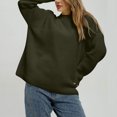 thumbnail image 5 of Women's Solid Color Loose Casual Long Sleeved Knitted Sweater Top Sweater for Fall Winter Minimalist Wardrobe,Army Green,L, 5 of 6
