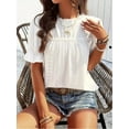 thumbnail image 6 of MORTTIC Women's Elegant Ruffle Detail Blouse Short Sleeve Round Neck Top for Summer, Perfect for Office, Casual Outings, and Elegant Daily Wear, 6 of 6