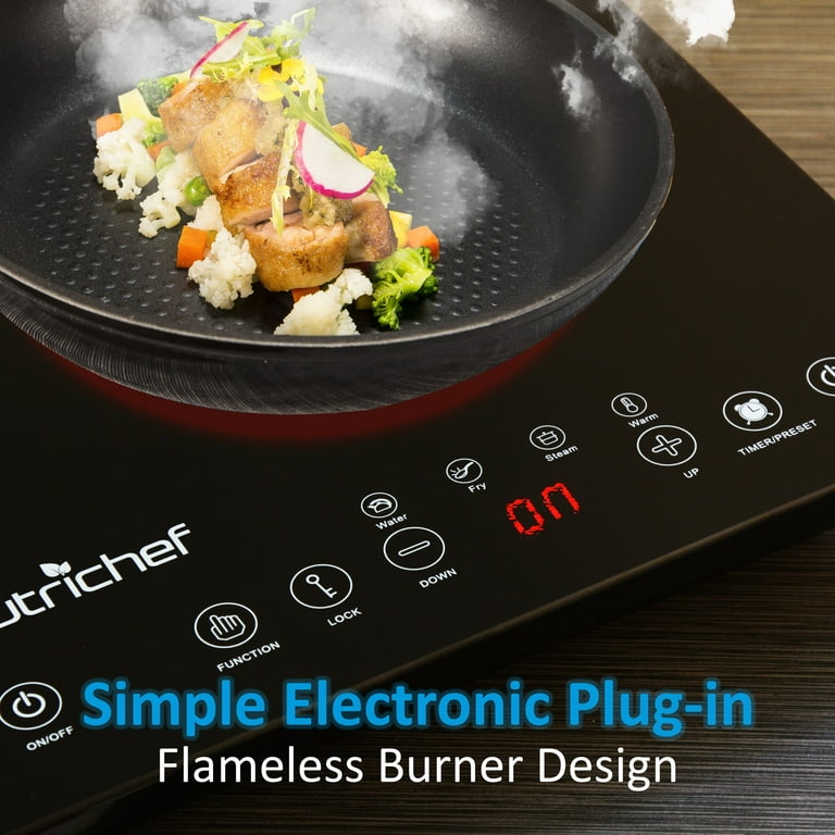 NutriChef PKSTIND48 - Electric Induction Cooktop - Digital Kitchen  Countertop Hot Plate Burners with Adjustable Temperature Control, Ceramic  Glass