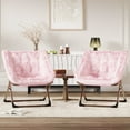 thumbnail image 5 of X-Large Saucer Chair, Comfy Oversized Folding Chair, Faux-Fur Reading Chair for Teens, Adults, Foldable Accent Lazy Chair, Metal Frame Lounge Chair for Living Room, Bedroom, Dorm, Pink, 5 of 12
