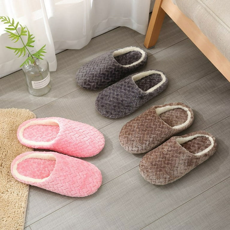 Men Women House Slippers Winter Warm Comfort Memory Foam Home Shoes Indoor