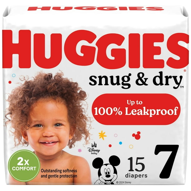 Pañales HUGGIES Snug & Dry Talla 7 para más de 18,6 kg, Paquete de 15
