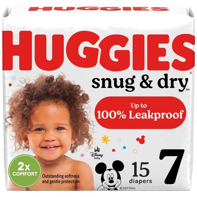 Pañales HUGGIES Snug & Dry Talla 7 para más de 18,6 kg, Paquete de 15