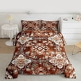 thumbnail image 2 of jejeloiu Ancient Bohemian Floral Full Size Comforter Sets,Brown Beige Bedding Sets For Adults Reversible 3 Pieces, 2 of 8