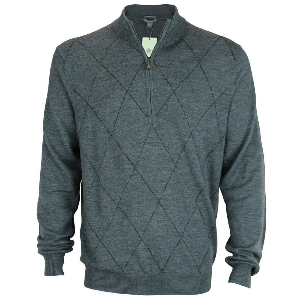 Ashworth Ashworth Men's Diamond Merino Wool Half Zip Pullover Golf Sweater, Several Colors