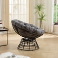 thumbnail image 5 of CQSXDA Ergonomic Indoor Outdoor Rattan Papasan Chair with 360° Swivel, Thick Cushion and Brown Frame for for Home and Garden, Grey, 5 of 15
