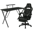 thumbnail image 2 of Flash Furniture Black Gaming Desk with Cup Holder/Headphone Hook/Monitor Stand & Black Reclining Back/Arms Gaming Chair with Footrest, 2 of 12