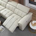 thumbnail image 4 of Kevinplus Wall-Hugger Reclining Sofa Modern Manual Control Genuine Leather L Shaped Couch,Lounge Seat with USB Port,Light Grey, 4 of 14