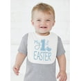 thumbnail image 2 of Aiden's Corner Handmade Cute First Baby Boy Girl My 1st Easter Holiday Bib (Lt Blue White), 2 of 4
