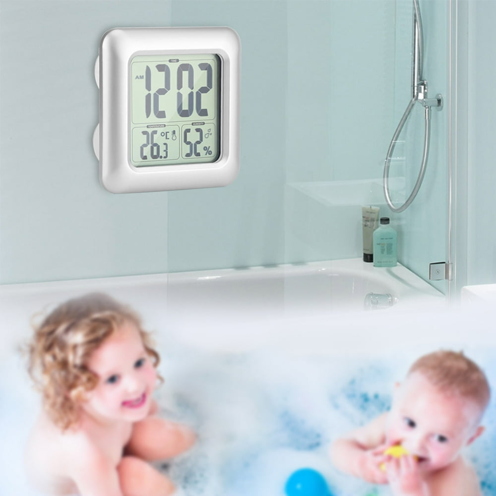 Knifun Large Waterproof Wall Clock for Shower Bathroom, Digital Mirror