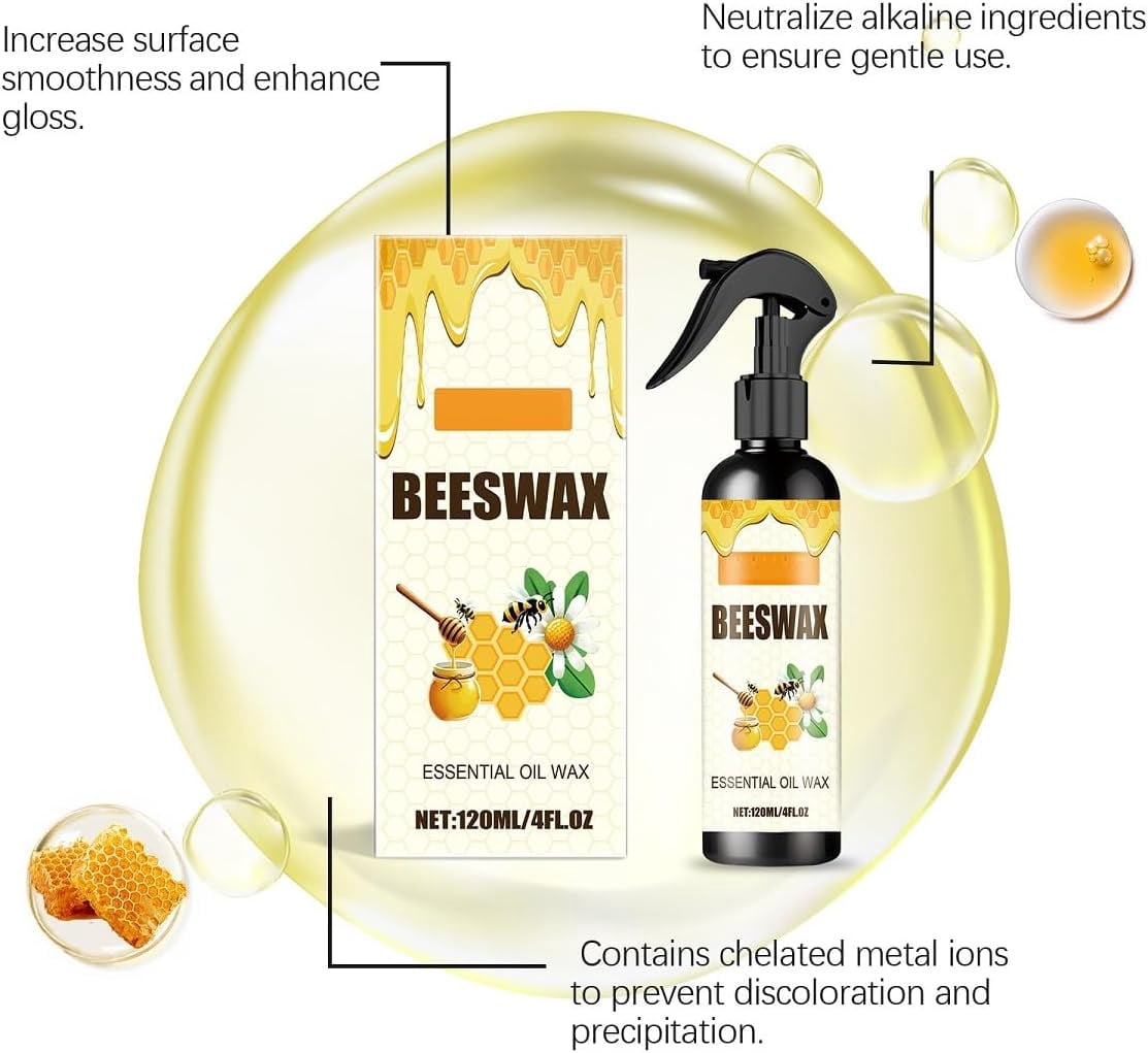 Beeswax Spray Furniture Polish,Natural Beeswax Care Spray & Restorer,Bees Wax Polish For Living Room,Kitchen and Wooden Furniture Floors (2PCS)