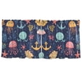thumbnail image 7 of Yayeee Kitchen Curtains Tier Set of 2 Light Filtering 57"x36" Over Sink Window Panels, Red Jellyfish, 7 of 7
