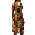thumbnail image 5 of Womens Halloween Dress Ghost Short Sleeve Spider Fall Wedding Guest Dress Witch Hat V Neck Cute Wrap Dresses M, 5 of 5