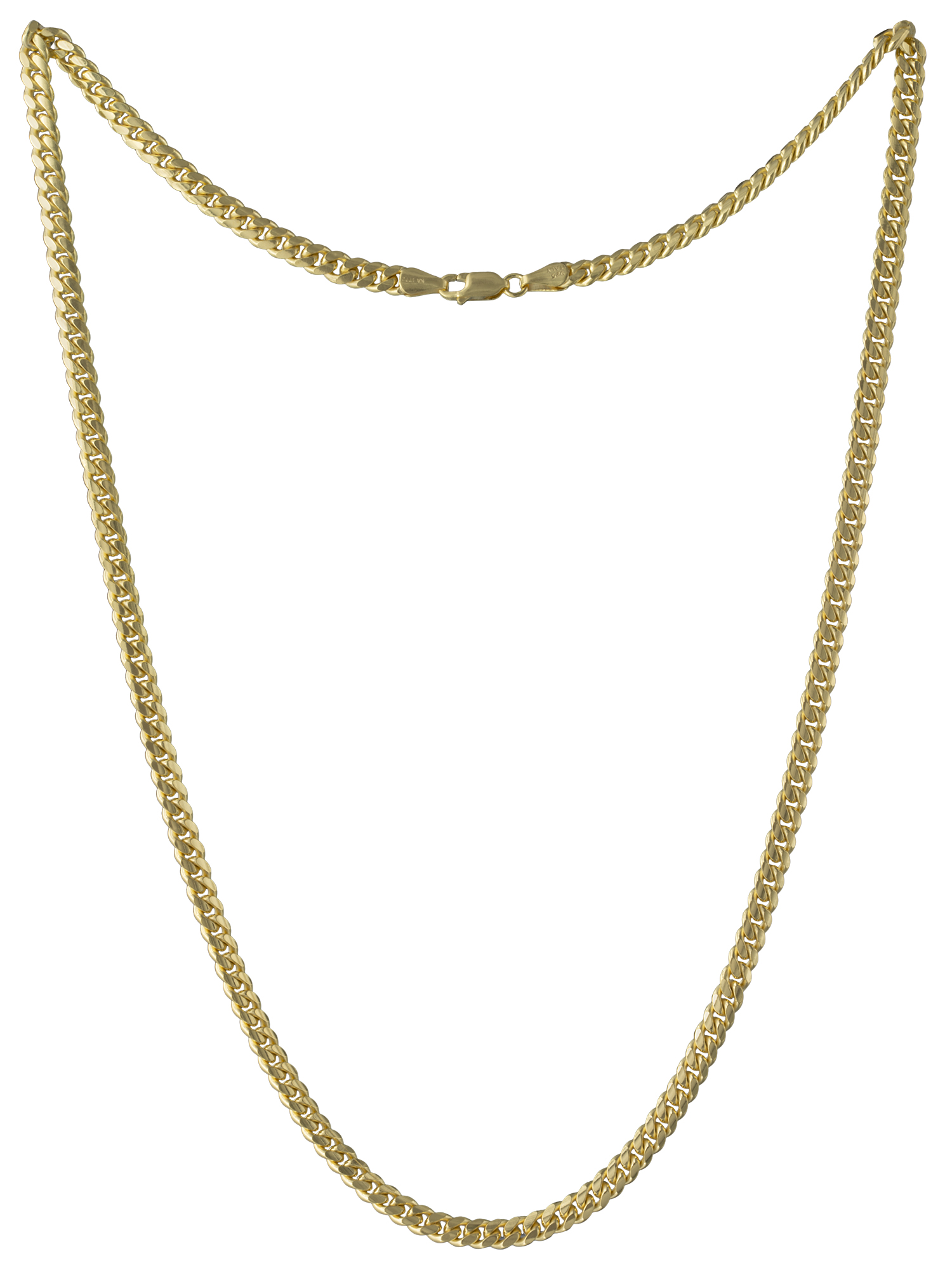 Brilliance Fine Jewelry 925 Sterling Silver Gold Plated Miami Cuban Chain Necklace, 24"