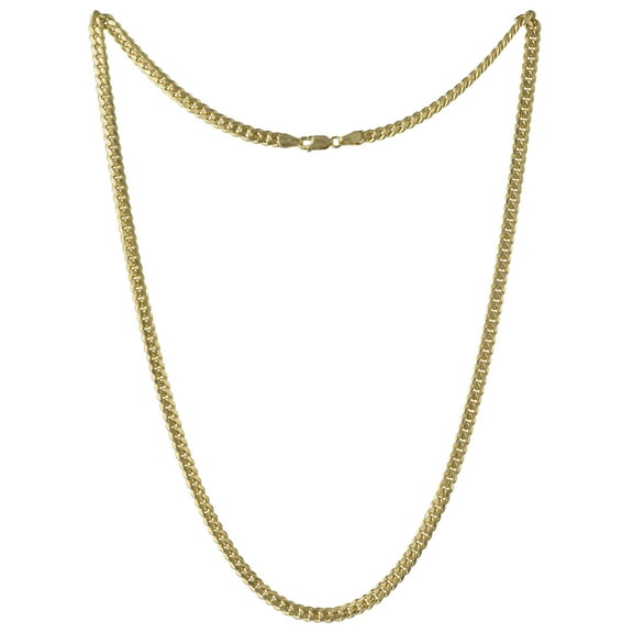 Brilliance Fine Jewelry 925 Sterling Silver Gold Plated Miami Cuban Chain Necklace, 24"