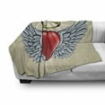 thumbnail image 3 of Angel Wings Soft Flannel Fleece Throw Blanket, Valentines Day Theme with a Heart Love Romance Design, Cozy Plush for Indoor and Outdoor Use, 50" x 70", Pale Azure Blue Scarlet, by Ambesonne, 3 of 6