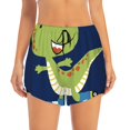 thumbnail image 2 of Balery Dino Playing Roller Skate Pantalones cortos deportivos para mujer con forro y dos bolsillos, elásticos, para entrenamiento, gimnasio, yoga-Medium, 2 of 7