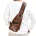 thumbnail image 2 of Tanyzvel Vintage PU Leather Sling Crossbody Backpack with USB Charging Port, Unisex Chest Bag for Men Women Travel Camping Hiking Holiday Gift, 2 of 5