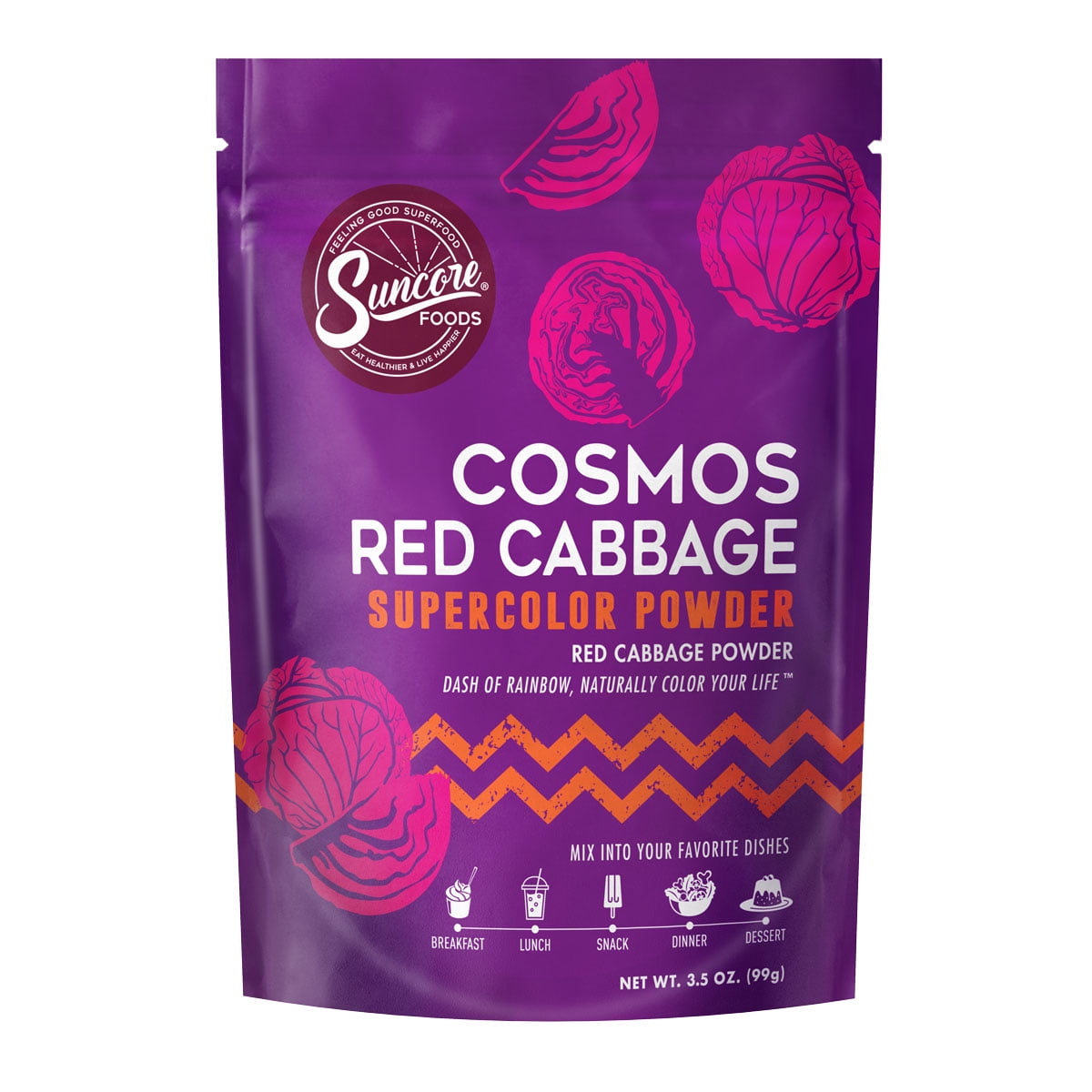 Suncore Foods Gluten-Free Cosmos Red Cabbage Supercolor Powder, 3.5oz, Purple Food Coloring Powder