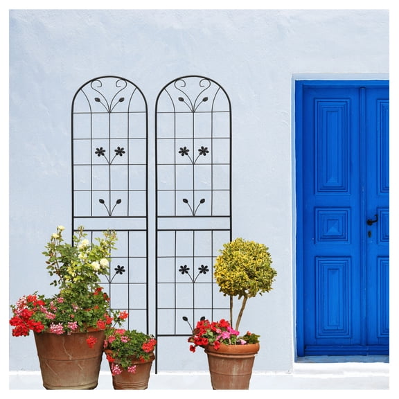 2 Pack Metal Garden Trellis 86.7" x 19.7" Rustproof Trellis for Climbing Plants Outdoor Flower Support Black